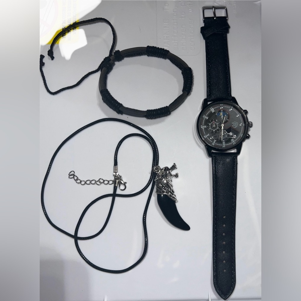 $7 BRACELET, NECKLACE AND WATCH SET. NEW. BLACK. $7 IF BUNDLED - Picture 10 of 16